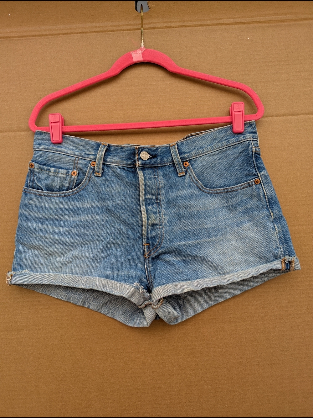 Levi's Premium 501 High-Rise Denim Micro Shorts 29 Daisy Dukes Rolled Hem Womens